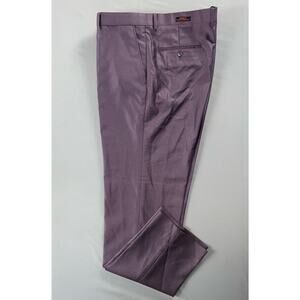 Egara Suit Separates Flat Front Skinny Fit Dress Pants, Slacks. Purple, 38X30.